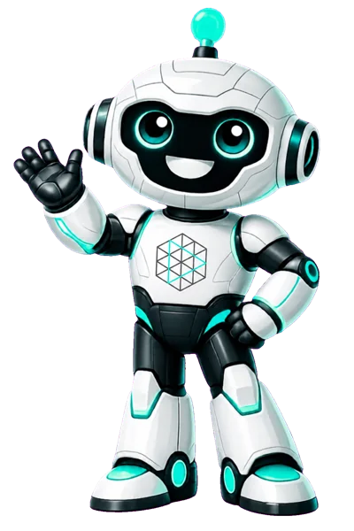 Tronnie, the PromoTron mascot, waving